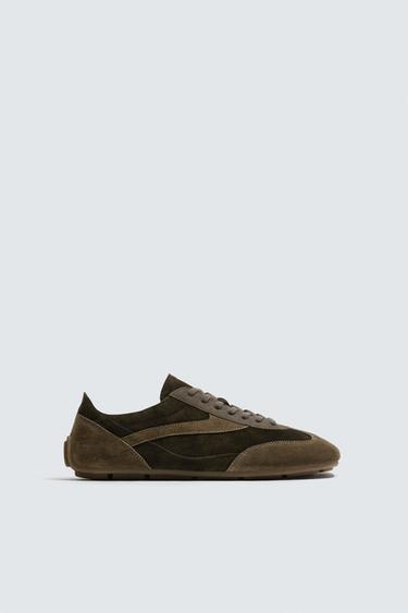 LEATHER TRAINERS - Dark brown by Zara