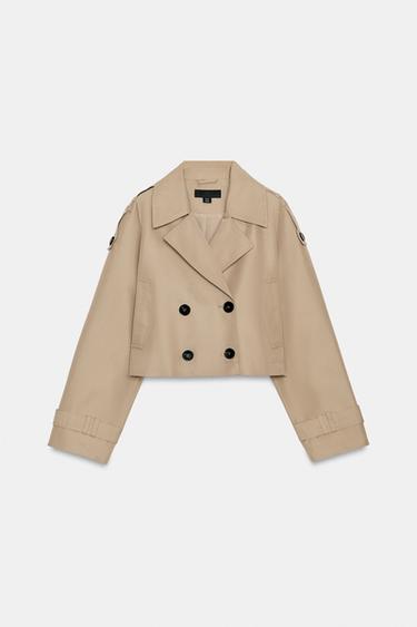 SHORT DOUBLE-BREASTED TRENCH COAT - camel by Zara