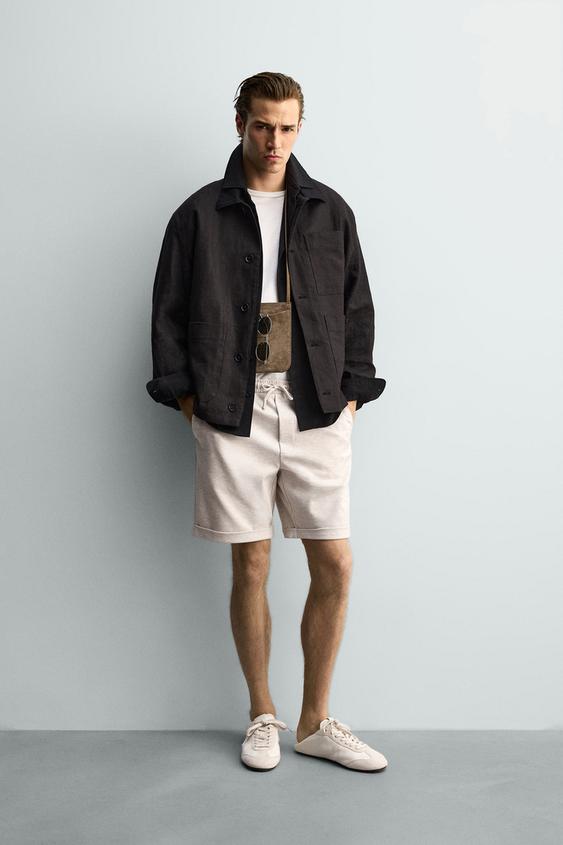 COMFORT REGULAR FIT BERMUDA SHORTS - Ecru / Marl by Zara - Image 0
