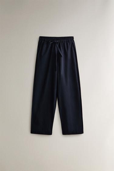 COTTON POPLIN TROUSERS - Navy blue by Zara - Image 0