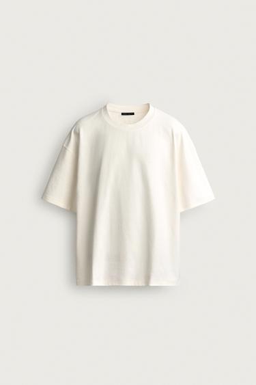RELAXED FIT SEAM DETAIL T-SHIRT - Oyster-white by Zara
