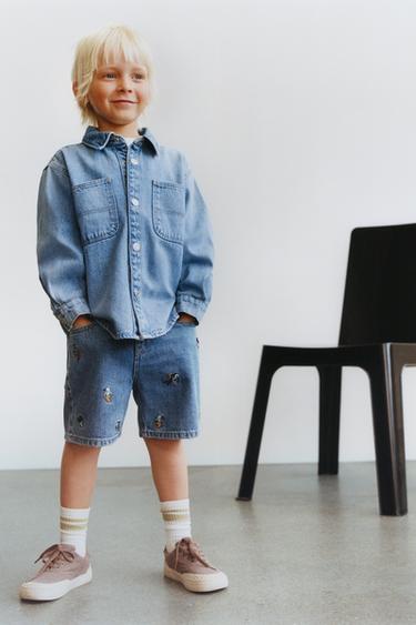 MICKEY MOUSE AND FRIENDS © DISNEY DENIM BERMUDA SHORTS - Mid-blue by Zara