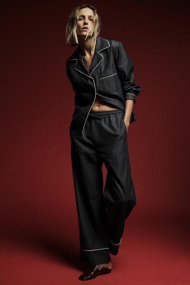 ZW COLLECTION DENIM SHIRT WITH TRIMS - Blue by Zara