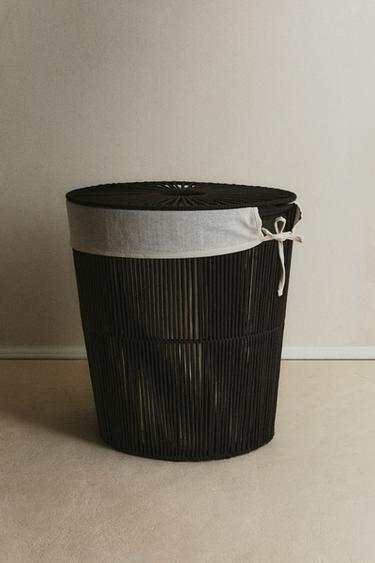 FABRIC-LINED LAUNDRY BASKET - Dark brown by Zara
