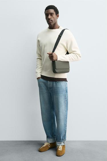 RUBBERISED TEXTURED CROSSBODY BAG - Khaki Green by Zara - Image 0