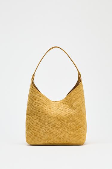 BRAIDED SPLIT SUEDE BAG - Yellow by Zara