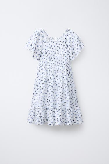 TEXTURED FLORAL DRESS - White by Zara