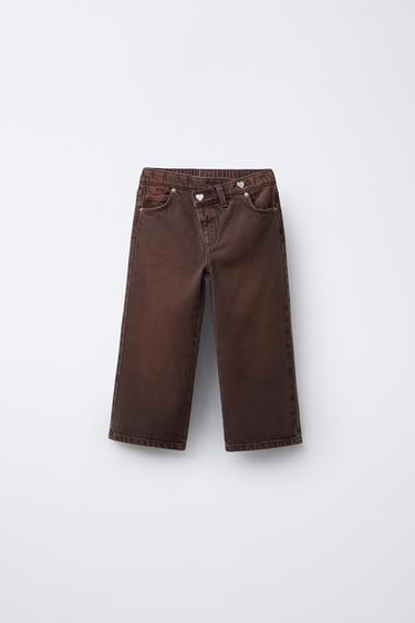 CROSS-WAIST WIDE-LEG JEANS - Brown by Zara - Image 0