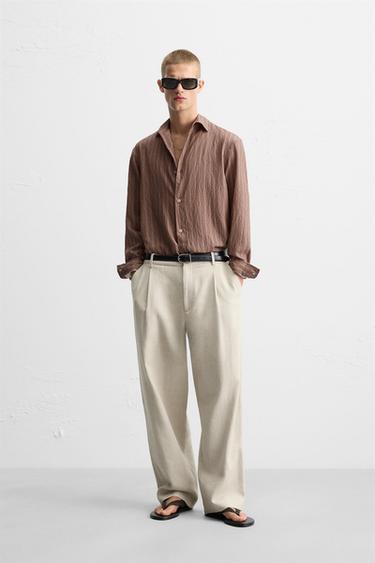 STRIPED FLOWING SHIRT - Dark pink by Zara - Image 0