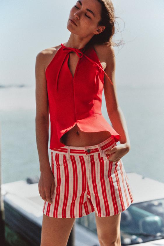 HALTERNECK PEPLUM TOP - Red by Zara - Image 0