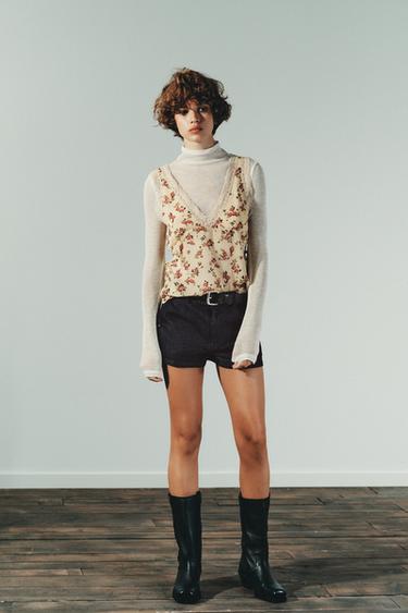 FLORAL LACE TOP - Beige by Zara