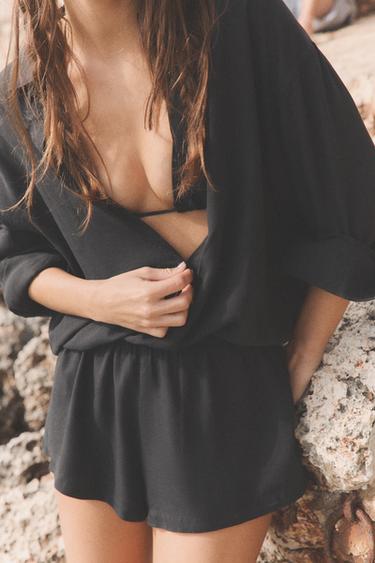 LYOCELL PLAYSUIT - Black by Zara