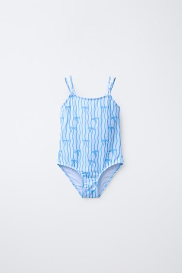 6-14 YEARS/ BOW PRINT SWIMSUIT - Blue by Zara - Image 0
