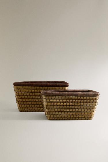 SQUARE WOVEN BASKET - Brown by Zara - Image 0