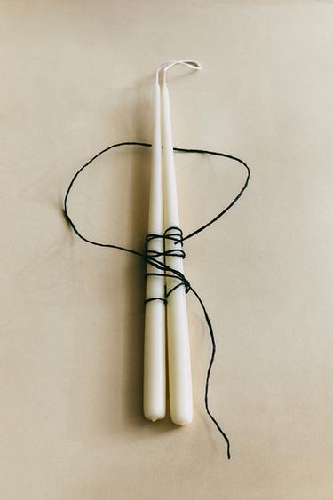 LONG DECORATIVE CANDLE (PACK OF 2) - White by Zara