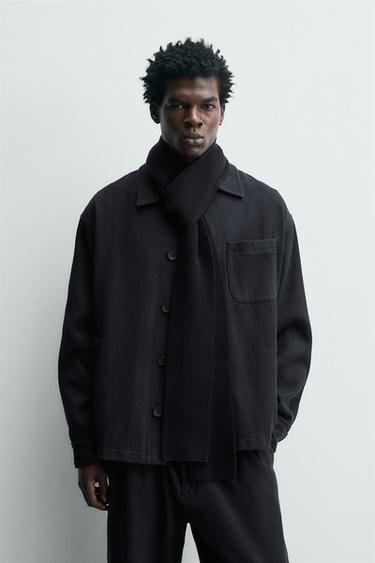 TEXTURED OVERSHIRT WITH POCKETS - Navy blue by Zara