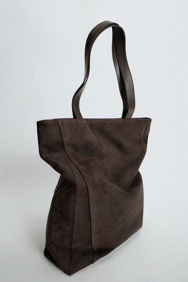 LIMITED EDITION LEATHER TOTE BAG - Brown by Zara