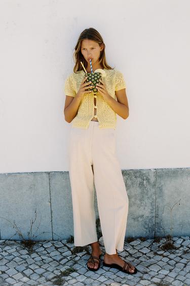 RUSTIC STRAIGHT-LEG TROUSERS - Light beige by Zara