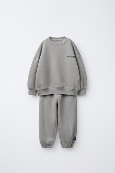 SLOGAN SWEATSHIRT AND JOGGERS SET - Grey by Zara