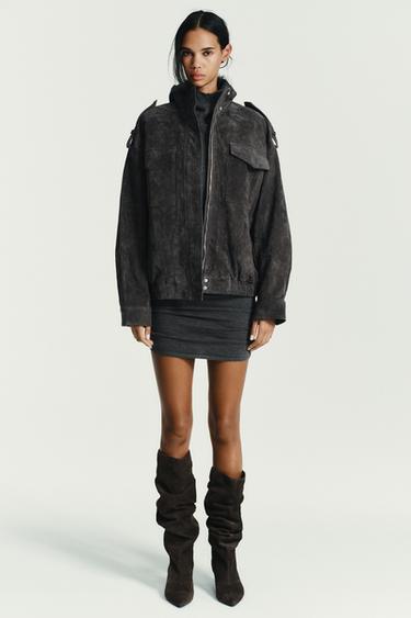 HOODIE KNIT MINI DRESS - Anthracite grey by Zara