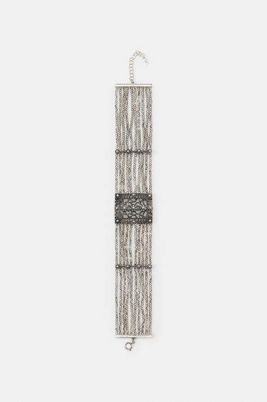 FLORAL BEAD CHOKER - Silver by Zara
