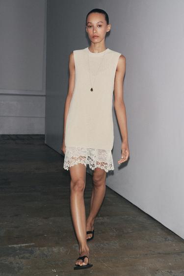CONTRAST KNIT DRESS - Ecru by Zara - Image 0