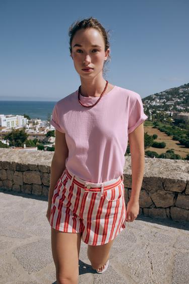 RUSTIC COTTON T-SHIRT - Pink by Zara