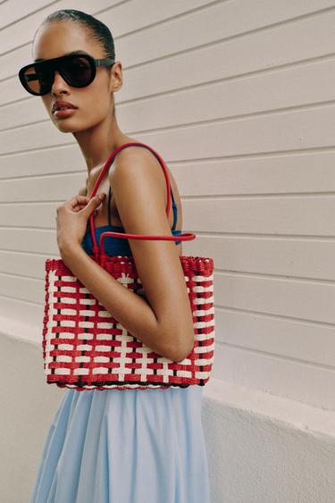 BRAIDED-EFFECT MINI TOTE BAG - Red by Zara
