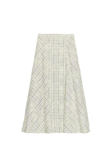EMBROIDERED CHECK SKIRT WITH BOWS - Black / White by Zara