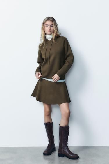 PLAIN KNIT HOODIE - Khaki by Zara - Image 0