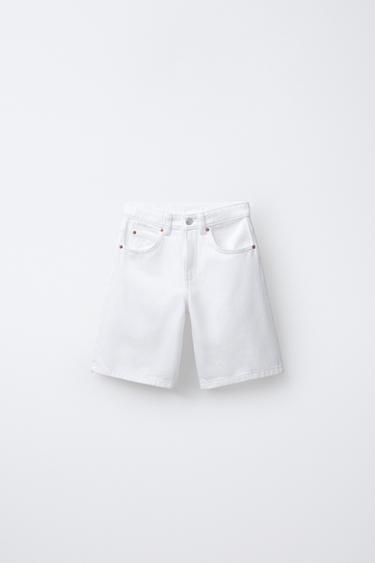 BAGGY DENIM BERMUDA SHORTS - White by Zara