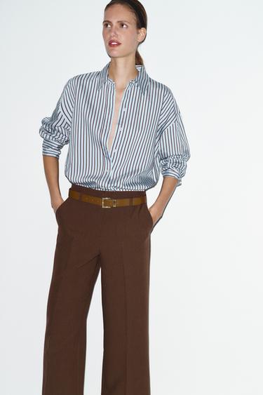 OVERSIZE STRIPED POPLIN SHIRT - Blue/White by Zara