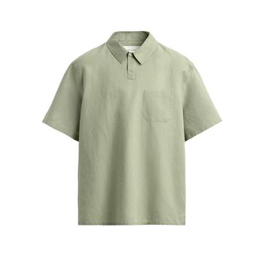 REGULAR FIT HEMP/COTTON POLO SHIRT - Light green by Zara