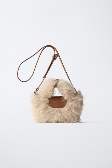 SHEEPSKIN CROSSBODY BAG - Ecru White by Zara