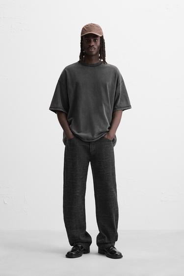 JACQUARD BAGGY FIT JEANS - Black by Zara - Image 0