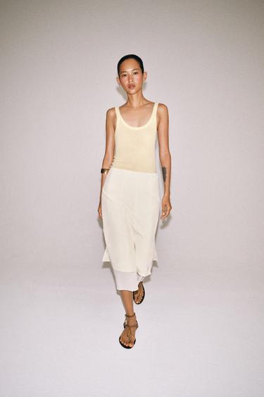 ZW COLLECTION COMBINED MIDI SKIRT - Ecru by Zara