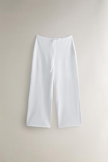 NAPPED TROUSERS WITH TRIM - White by Zara - Image 0