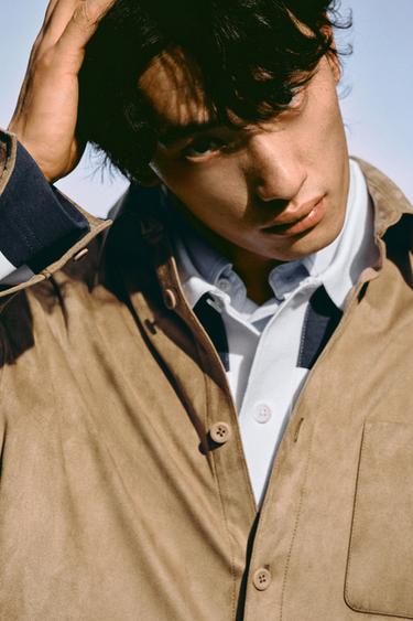 LIGHTWEIGHT FAUX SUEDE OVERSHIRT - Beige by Zara