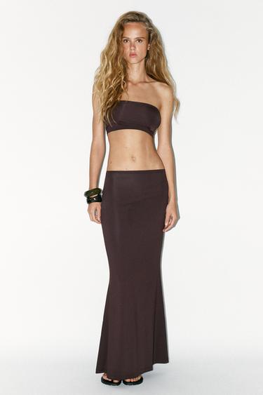 POLYAMIDE BANDEAU TOP - Chocolate by Zara - Image 0