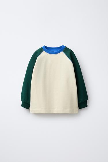 CONTRAST RAGLAN SLEEVE T-SHIRT - Green by Zara