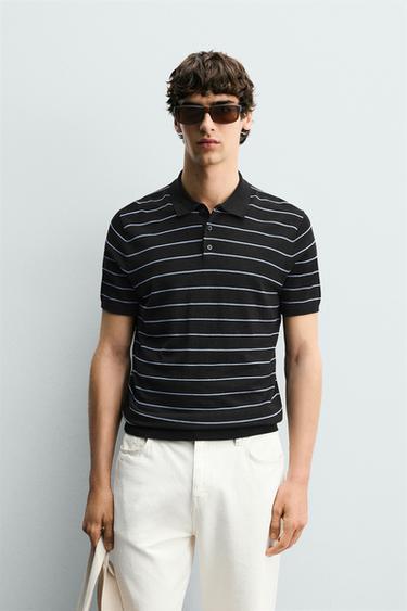 REGULAR FIT KNIT POLO SHIRT - Stripes by Zara