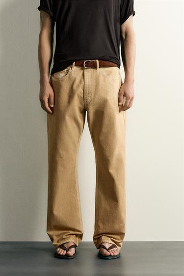 LOOSE-FIT UNEVEN-WASH JEANS - Ochre by Zara