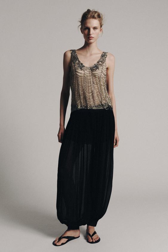 ZW COLLECTION BEADED TOP - Silver by Zara - Image 0
