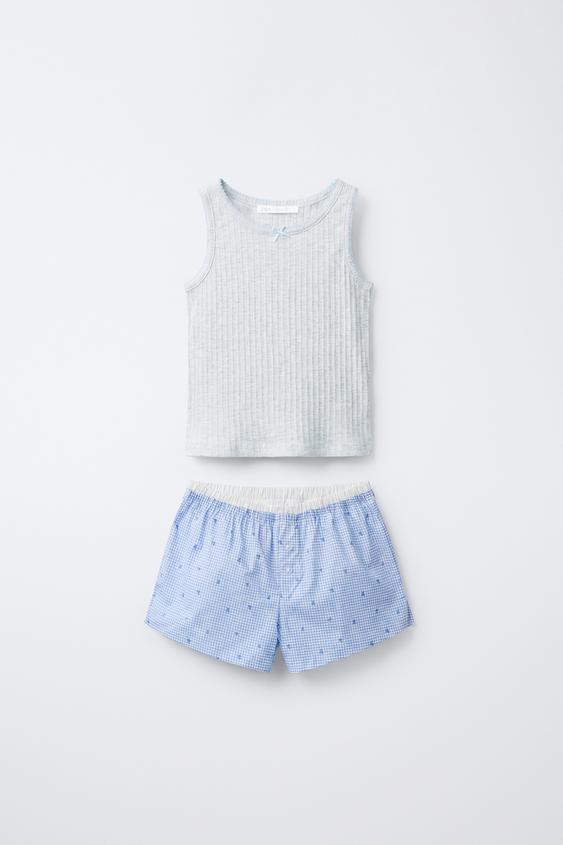 6-14 YEARS/ GINGHAM PRINT PYJAMA SET - Blue by Zara - Image 0