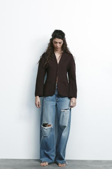 FITTED INTERLOCK BLAZER - Dark brown by Zara - Image 0