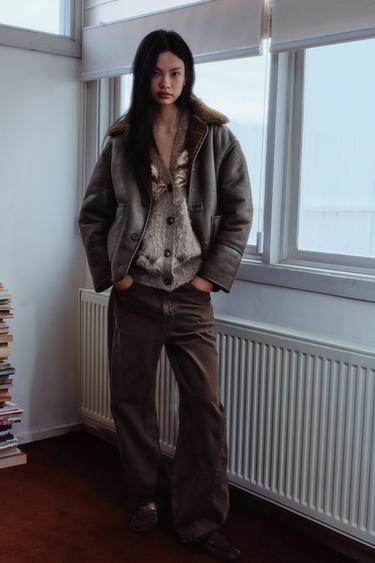 TRF BAGGY BARREL MID-WAIST JEANS - Brown by Zara