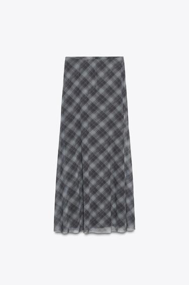CHECK TULLE SKIRT - Grey by Zara