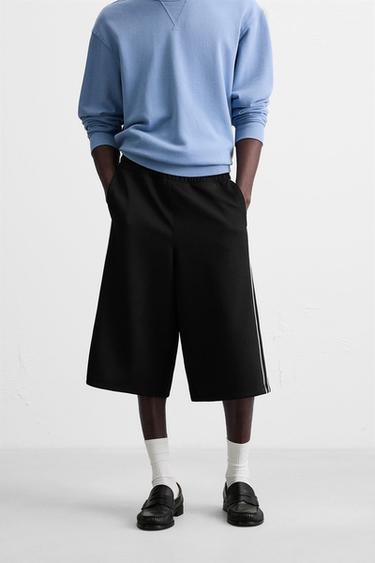 TECHNICAL STRIPE BERMUDA SHORTS - Black by Zara