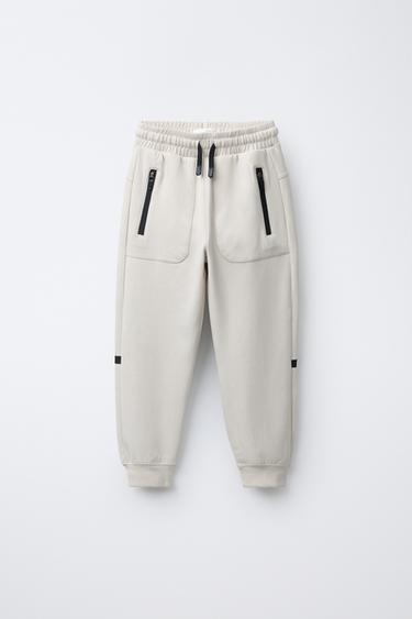 SPORTY INTERLOCK JOGGING TROUSERS - Ecru by Zara
