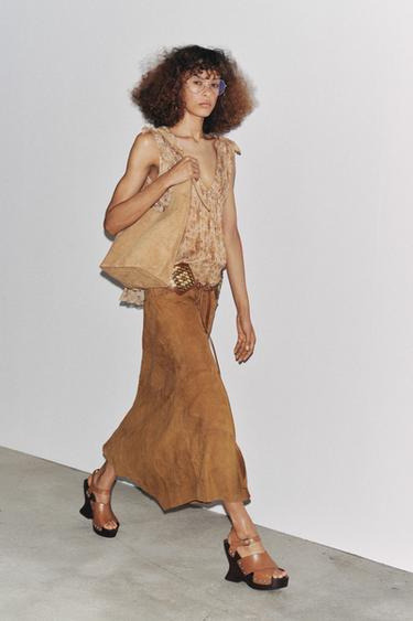 ZW COLLECTION FLORAL PRINT TOP - Beige-brown by Zara
